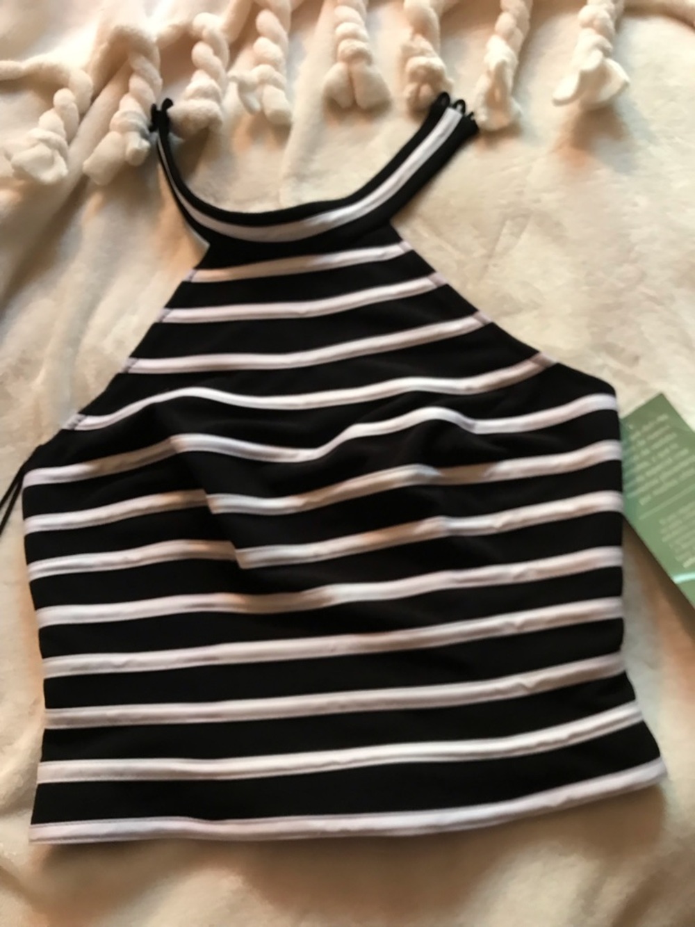 NWT JS Collections dressy black and White Striped Halter Tank Top